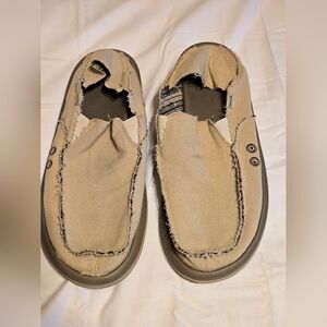 Sanuk Casual Beige Slip-On Shoes, Size 12